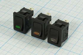 Переключатель клавишный, 2T2C, 16А12В, ON-OFF, с подсветкой -СД 12В синий, R13-66LU; №2100 B Пкл\12\16\ON-OFF\\чер\IL- СД12Всин\\2T2C\R13-66