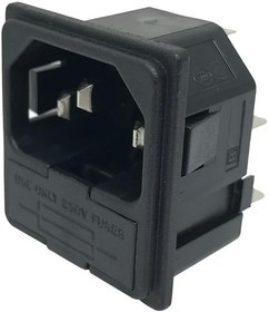 PF0011/15/63, Un-Filtered IEC Power Entry Module, IEC C14, General Purpose, 10 А, 250 В AC, 2-Pole Fuse Holder PF0011/15/63, Un-Filtered IEC Power Entry Module, IEC C14, General Purpose, 10 А, 250 В AC, 2-Pole Fuse Holder