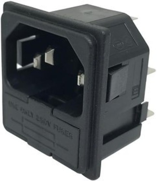 PF0011/15/63, Un-Filtered IEC Power Entry Module, IEC C14, General Purpose, 10 А, 250 В AC, 2-Pole Fuse Holder