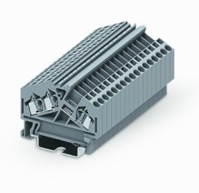 225961, Клемма проходная, DIN, 3 конт., 2,5 мм2, угловая, серая
