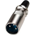 1-507, разъем XLR 3 контакта штекер металл на кабель с хомутом (70мм)
