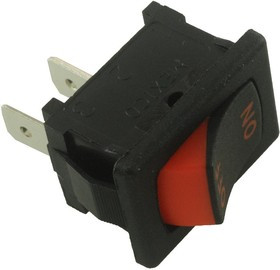651122-BB-1V, Rocker Switches 1-pole, ON - None - OFF, 10A 125-250VAC 1/4 HP, Non-Illuminated Matte Black with Visi-Red Visi-Rocker Switch w