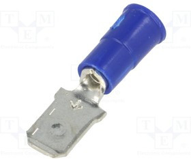 KEYS8289, Наконечник: плоский, 6,4мм, 0,8мм, "папа", обжим, на провод, синий