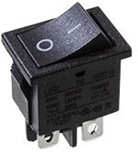 RS601D1A-2010011BB, переключатель клавишный 2xON-OFF 250В 6А черный (= B100R-BL SWR45 и R19-20BBBT-G