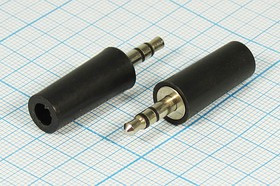 Вилка 3.5 стерео, контакты 3C, на кабель, бакелит