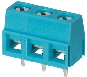 TB006-508-03BE, Fixed Terminal Blocks Terminal block, screw type, 5.08 , horizontal, 3 poles, CUI Blue, slotted screw, PCB mount