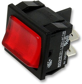 H8653VBNAC, Клавишный переключатель, Вкл.-Выкл., DPST, С Подсветкой, Панель, Красный, Серия 8600 H8653VBNAC, Клавишный переключатель, Вкл.-Выкл., DPST, С Подсветкой, Панель, Красный, Серия 8600