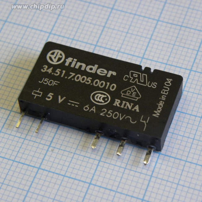34.51.7.005.0010, Ультратонкое реле; монтаж на плату; 1CO 6A; катушка 5В DC (чувствит.); 34.51.7.005.0010, Ультратонкое реле; монтаж на плату; 1CO 6A; катушка 5В DC (чувствит.);