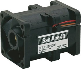 9CRA0412K501, San Ace 9CRA Series Axial Fan, 12 V dc, DC Operation, 57m³/h, 21.6W, 1.8A Max, 40 x 40 x 56mm