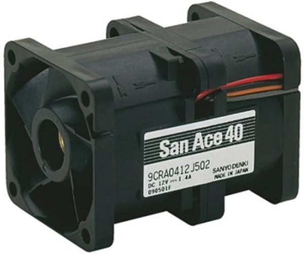 9CRA0412K501, San Ace 9CRA Series Axial Fan, 12 V dc, DC Operation, 57m³/h, 21.6W, 1.8A Max, 40 x 40 x 56mm