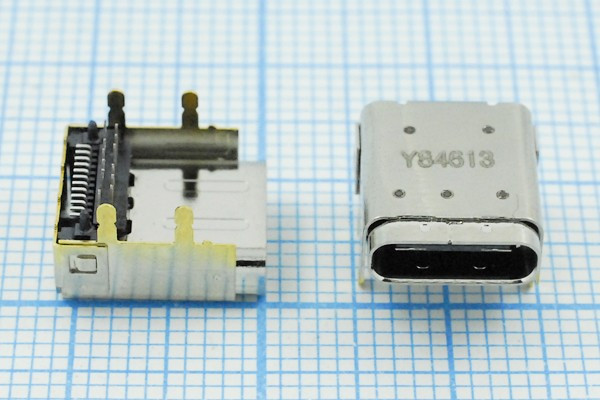 Разъем USB розетка, тип C 3.1, контакты на плату, USB3.1TYPE-C 24PF-038