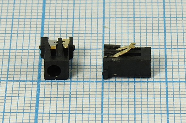 Разъем питания DC розетка, d0.5 D2.0, 2C, на плату, SMD, угловой, DC-096
