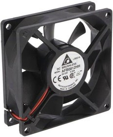 AFB0812HH, DC Fans DC Tubeaxial Fan, 80x25.4mm, 12VDC, Ball Bearing, Lead Wires