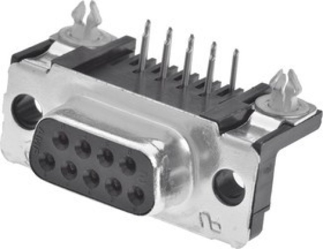 5747844-2, Amplimite HD-20 9 Way Right Angle Through Hole D-sub Connector Socket, 7.01mm Pitch, with Boardlocks