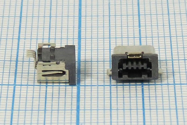 Гнездо mini USB, Тип A, угловое, 4 контакта, SMD на плату; №2833 гн miniUSB \A\4P2C\плат\угл\SMD\mini USB A4S