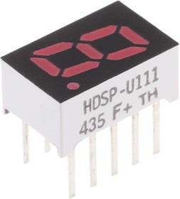 HDSP-U111, HDSP-U111 7-Segment LED Display, CA Red 3.6 mcd RH DP 8mm