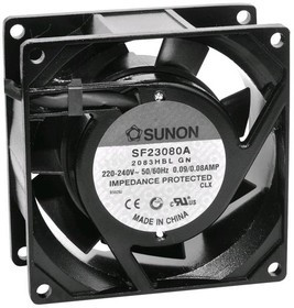 SF23080A2083HBL, Вентилятор 220В AC, 2400об/мин, 80x80x38, 30,5м3/час, 32дБ, подшипник качения, тип вывода - провод