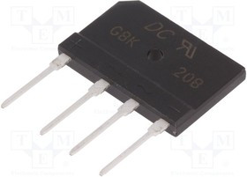 GBK20B, Диодный мост: однофазный, Urmax: 100В, If: 20А, Ifsm: 250А, GBK, THT