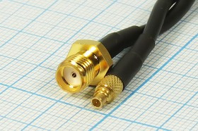 Переходник антенный MMCX-SMA с кабелем длиной 0.15м; №4489 шнур штек MMCX-гн SMA пан\0,15м\Au/мет\\