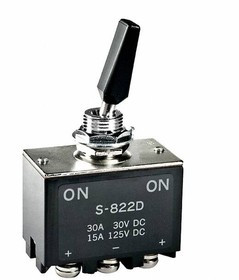 S822D, Toggle Switches DPDT ON-NONE-ON SCREW LUG S822D, Toggle Switches DPDT ON-NONE-ON SCREW LUG