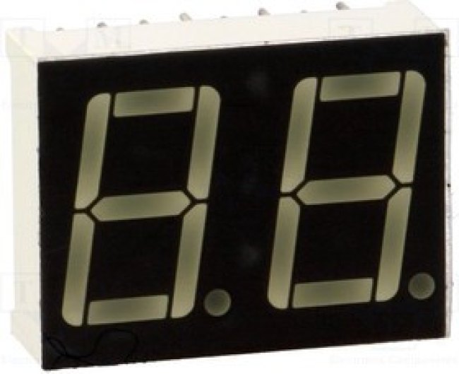 KW2-561ASA, Дисплей: LED, 7-сегментный, 14мм, 0,56", II.зн: 2, красный, 4-5мкд