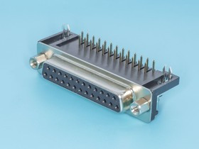 DRB-25FB, Разъем D-SUB 25 контактов, гнездо на плату, прямой угол 9.4мм