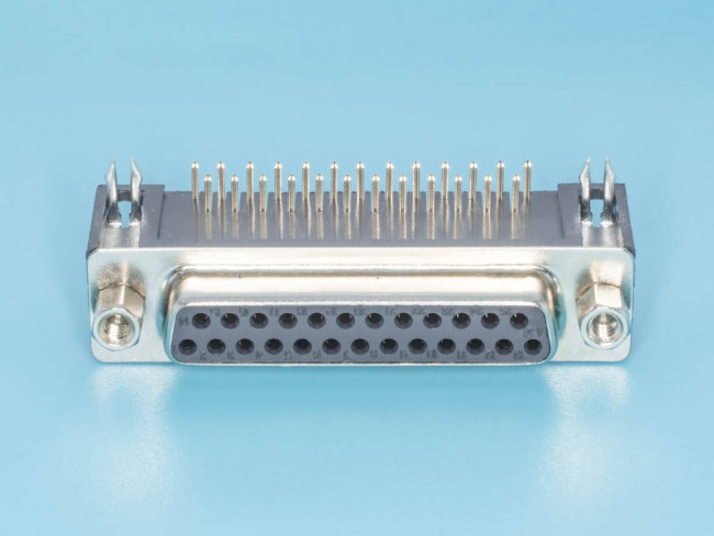 DRB-25FB, Разъем D-SUB 25 контактов, гнездо на плату, прямой угол 9.4мм