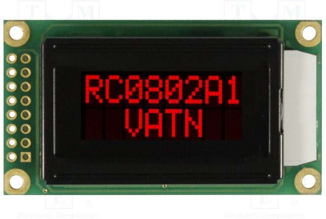 RC0802A1-LLR-JWVE, Дисплей: LCD, алфавитно-цифровой, VA Negative, 8x2, 58x32x13,2мм