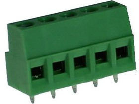 CTB0100/5, Стандартная клеммная колодка, CTB0100, 5 контакт(-ов), 5 мм, Клеммная Колодка, на Печатную Плату