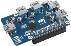 USB 3.2 Gen1 HUB HAT, USB хаб для Raspberry Pi, 4 x USB 3.2 Gen1 USB 3.2 Gen1 HUB HAT, USB хаб для Raspberry Pi, 4 x USB 3.2 Gen1