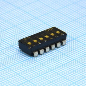 DJR-06-T-V-T/R, (SmWDJ-06 SMD T/R), Движковый переключатель 6 групп SMD монтаж 2.54мм 25мА 24В с плёнкой