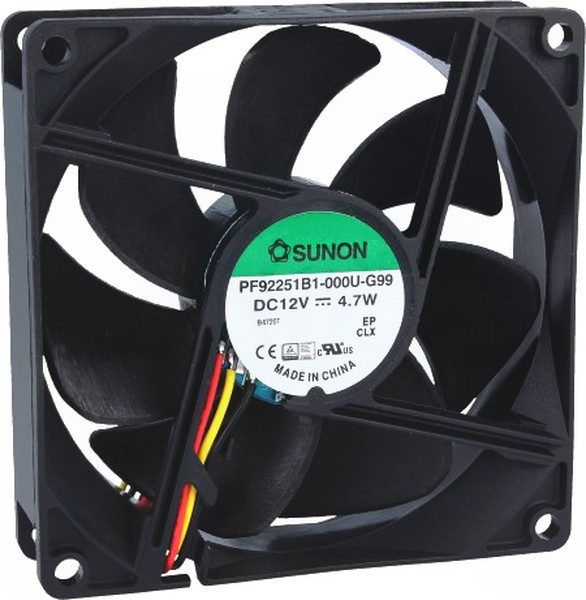 PF92251B1-000U-G99, Вентилятор осевой, 12В DC, 92x92x25мм, подшипник качения, 127,42куб.м/ч, 47дБА, 24AWG