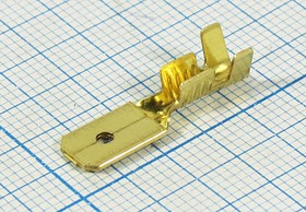 Клемма вилка, 6,3x10x0,8, латунь, [дл шт-10xобж-21