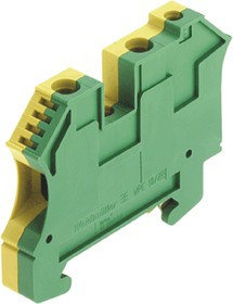 1042500000, W Series Green, Yellow DIN Rail Terminal Block, Single-Level, Screw Termination