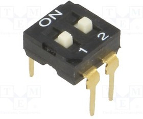 DI-02, Переключатель DIP-SWITCH, Кол-во секций 2, ON-OFF, 0,05A/12ВDC