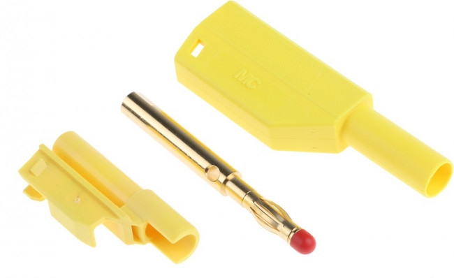 22.2380-24 22.1203, Yellow Male Banana Plug, 4 mm Connector, Solder Termination, 32A, 1000V, Gold Plating
