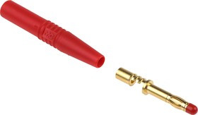 22.2260-22 22.1025, Red Male Banana Plug, 4 mm Connector, Solder Termination, 32A, 1000V, Gold Plating