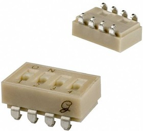 90HBJ04PT, DIP Switches / SIP Switches DIP Switch SPST low Prof j-bend 4 Pos