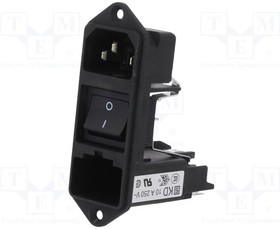 KD14.4101.151, Разъем: питания AC, гнездо, "папа", 10А, 250ВAC, IEC 60320