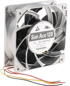 9HV1248P1G001, San Ace 9HV Series Axial Fan, 48 V dc, DC Operation, 498m³/h, 96W, 2A Max, 120 x 120 x 38mm