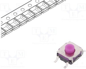 KSEK43GLFS, Микропереключатель TACT, SPST-NO, Положения 2, 0,05A/32ВDC, SMT