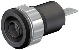 SLB4-F/A-21, Гнездо, "банан" 4мм, 24А, 1кВ, Отв: d12,2мм, черный, никелированные
