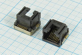 Гнездо телефонное 8P8C, 8C2, плата SMD/угловое, TJ-8P8C-SA-SMD
