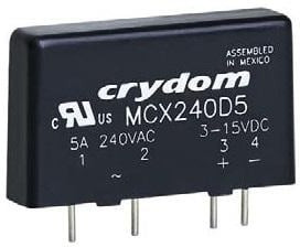 MCX240D5, Relay SSR 15mA 15V DC-IN 5A 280V AC-OUT 4-Pin SIP