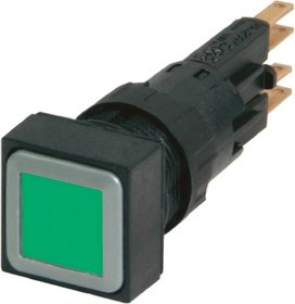 089067 Q18LT-GN, Green Illuminated Momentary Push Button, 16mm Cutout, IP65