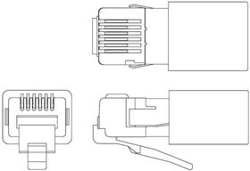 940-SP-360606-A151, Modular Connectors / Ethernet Connectors CONN MOD PLUG 6P6C SHIELDED
