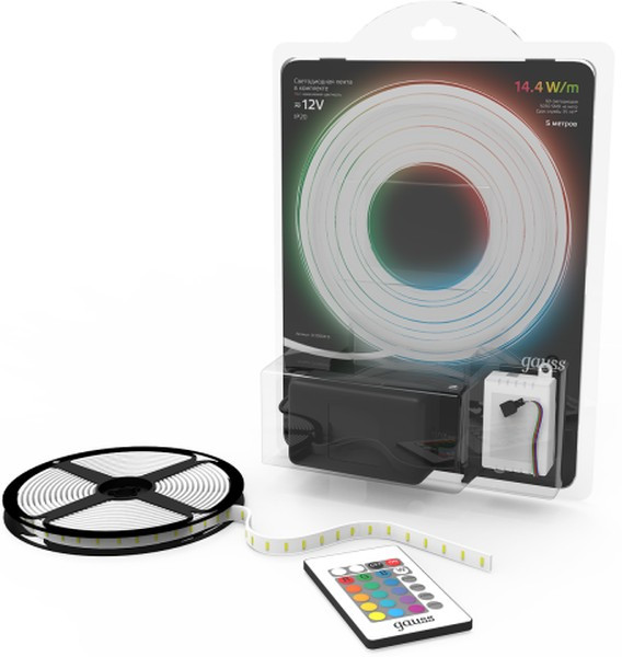Gauss Лента LED Комплект 5050/60-SMD 14,4W 12V DC RGB IP20 (блистер 5м) 1/50