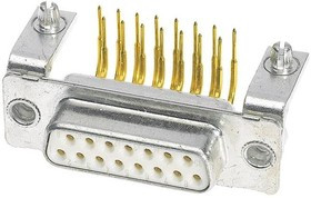 09642147242, D-Sub Standard Connectors 15P FMALE R/A BRDLCK 3900pf CLINCH NUT