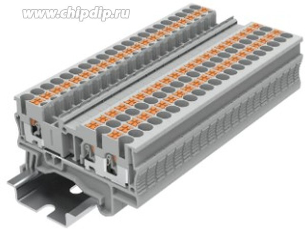 TP2.5-3-GY, Клемма на DIN-рейку push-in. 2.5 мм2 3 конт. проходная серая