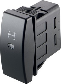 03251.0063-00, Клавишный переключатель, Вкл.-Выкл., DPST, С Подсветкой, Панель, Черный, 3251